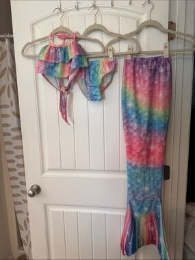 ePretty Rainbow Mermaid Tail Pajama Bottoms - Pink, Blue, Green, Purple